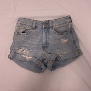 Pacsun Light Wash Blue Denim Slightly Ripped Mom Shorts